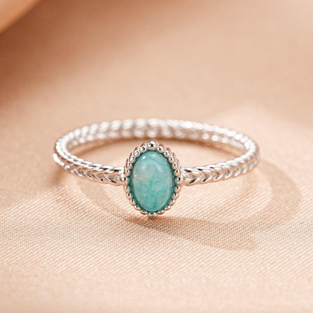 Bague Goutte Céleste Amazonite Argent Plaqué Platine - Biloria