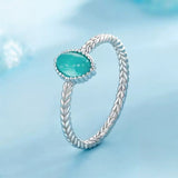 Bague Goutte Céleste Amazonite Argent Plaqué Platine - Biloria