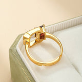 Bague Grenat Carré Argent 925 – Bijou Fait Main - Biloria