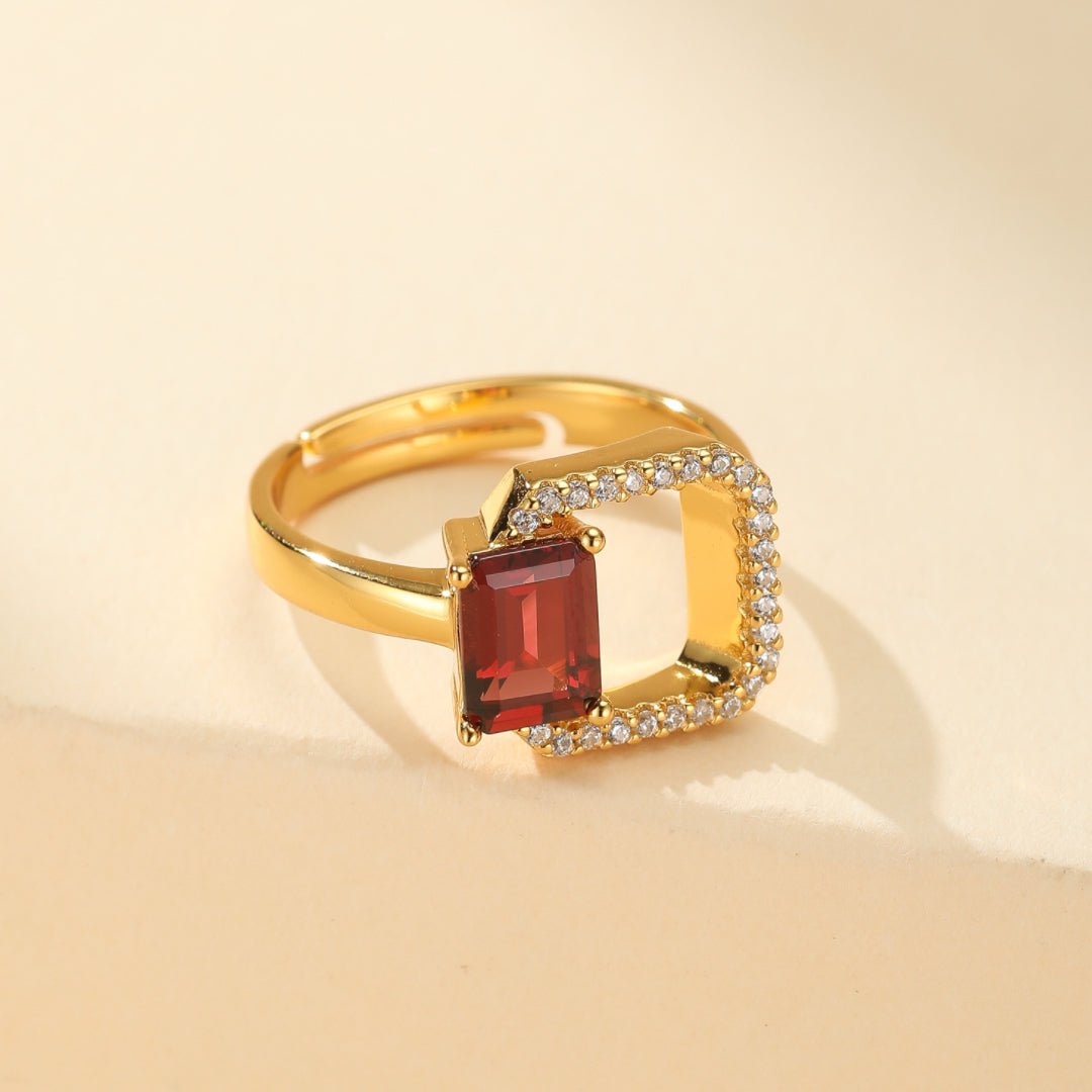 Bague Grenat Carré Argent 925 – Bijou Fait Main - Biloria