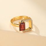 Bague Grenat Carré Argent 925 – Bijou Fait Main - Biloria
