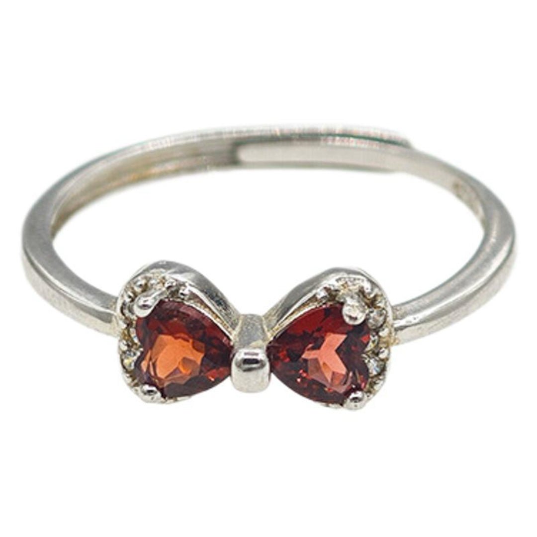 Bague Grenat Cœur Nœud Argent 925 Lithothérapie - Biloria