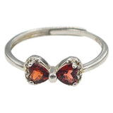 Bague Grenat Cœur Nœud Argent 925 Lithothérapie - Biloria