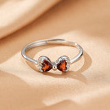 Bague Grenat Cœur Nœud Argent 925 Lithothérapie - Biloria
