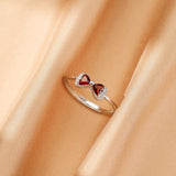 Bague Grenat Cœur Nœud Argent 925 Lithothérapie - Biloria
