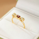Bague Grenat Cœur Nœud Argent Plaqué Or – Bijou Passion - Biloria