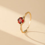 Bague Grenat Courbe Ardente Argent Plaqué Or - Biloria