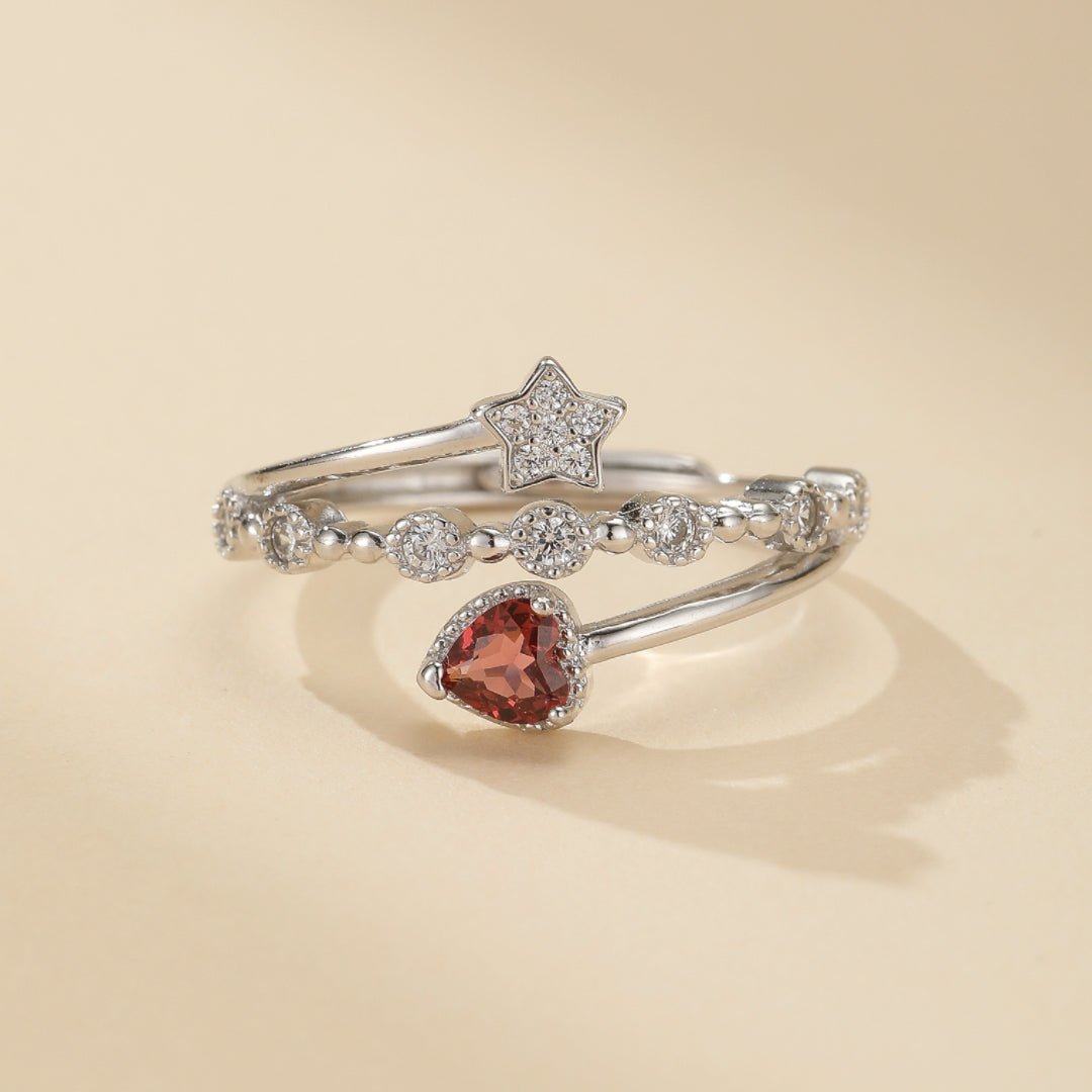 Bague Grenat Étoile en Argent 925 - Biloria