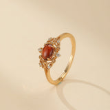 Bague Grenat Flamme Royale Argent Plaqué Or 10K - Biloria