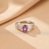 Bague Grenat ou Améthyste Argent Plaqué Or Courbe - Biloria