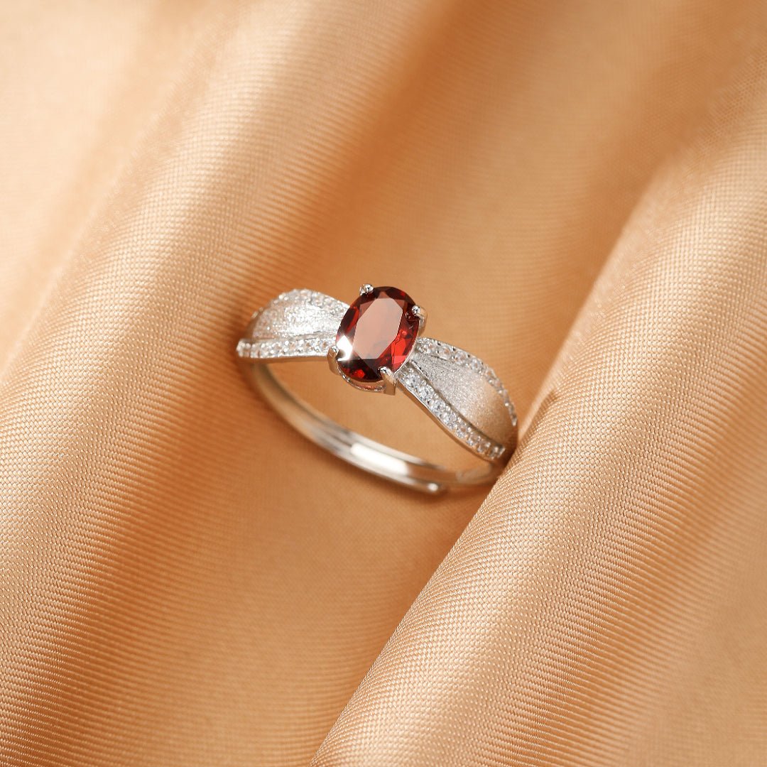 Bague Grenat ou Améthyste Argent Plaqué Or Courbe - Biloria