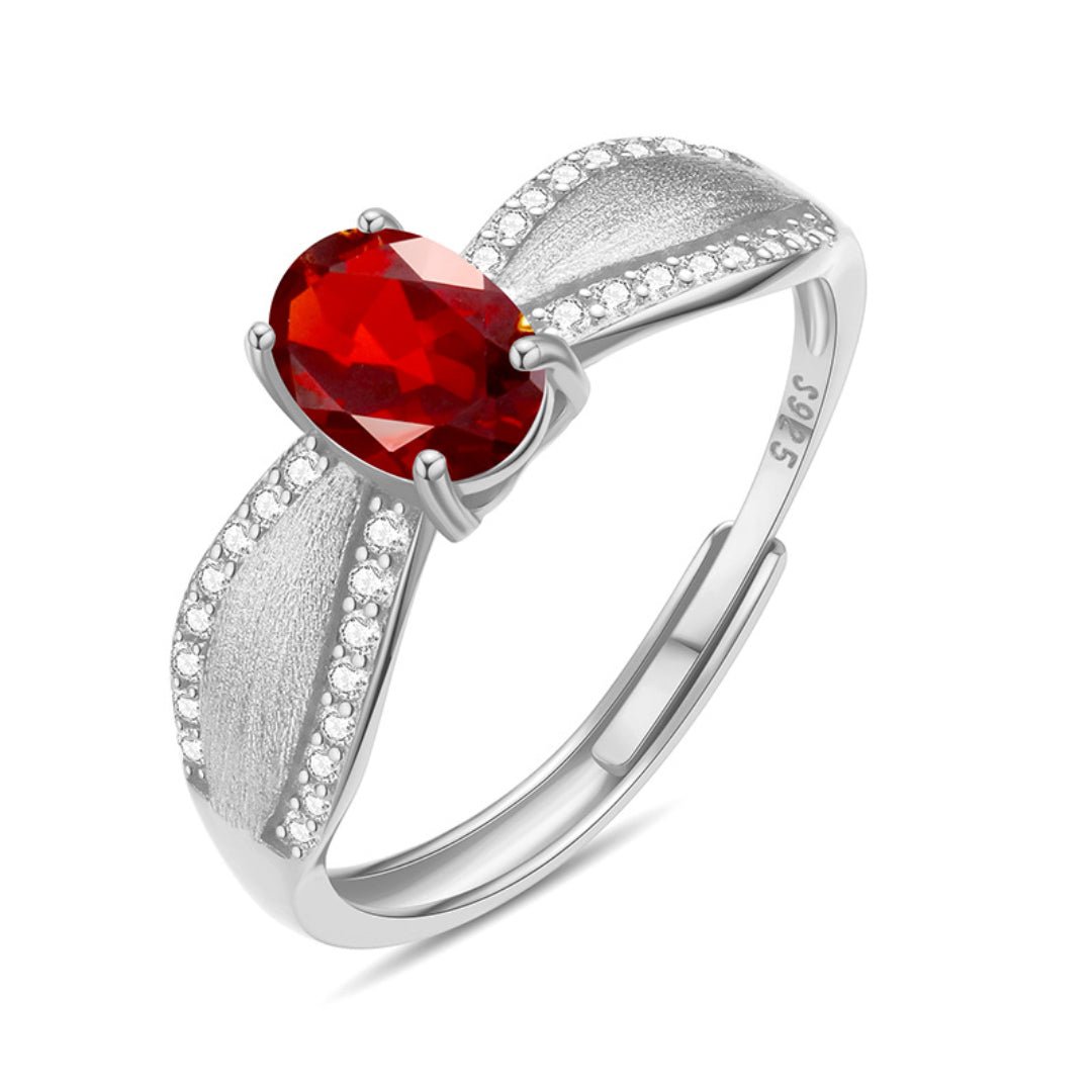 Bague Grenat ou Améthyste Argent Plaqué Or Courbe - Biloria