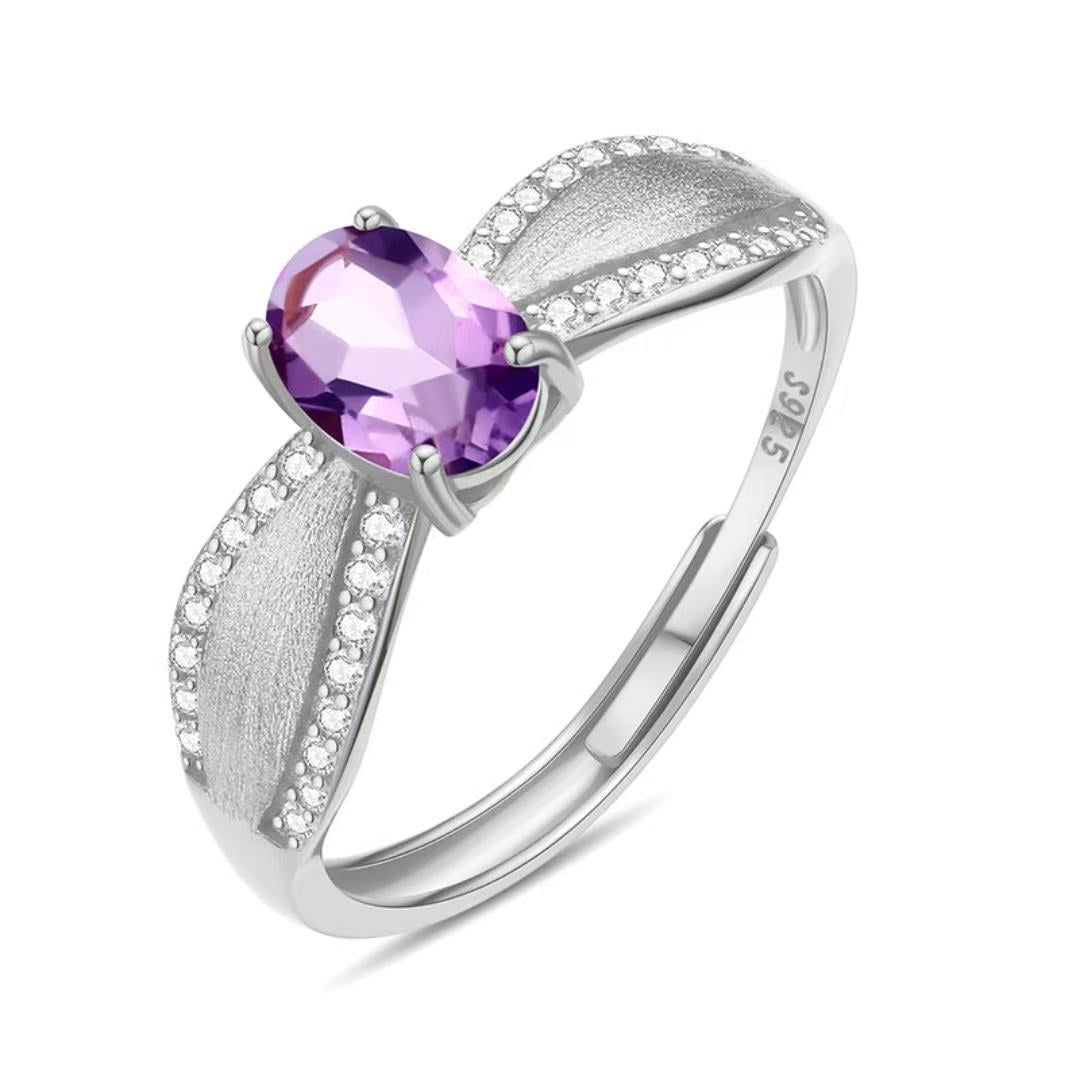 Bague Grenat ou Améthyste Argent Plaqué Or Courbe - Biloria