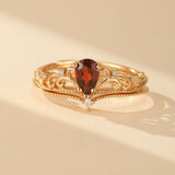 Bague Grenat Reflet d'Empire en Argent Plaqué Or - Biloria