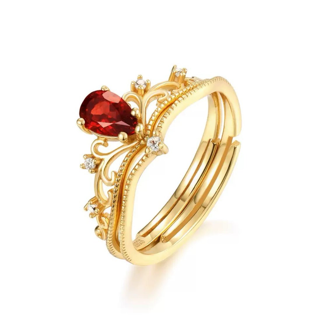 Bague Grenat Reflet d'Empire en Argent Plaqué Or - Biloria