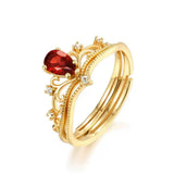 Bague Grenat Reflet d'Empire en Argent Plaqué Or - Biloria
