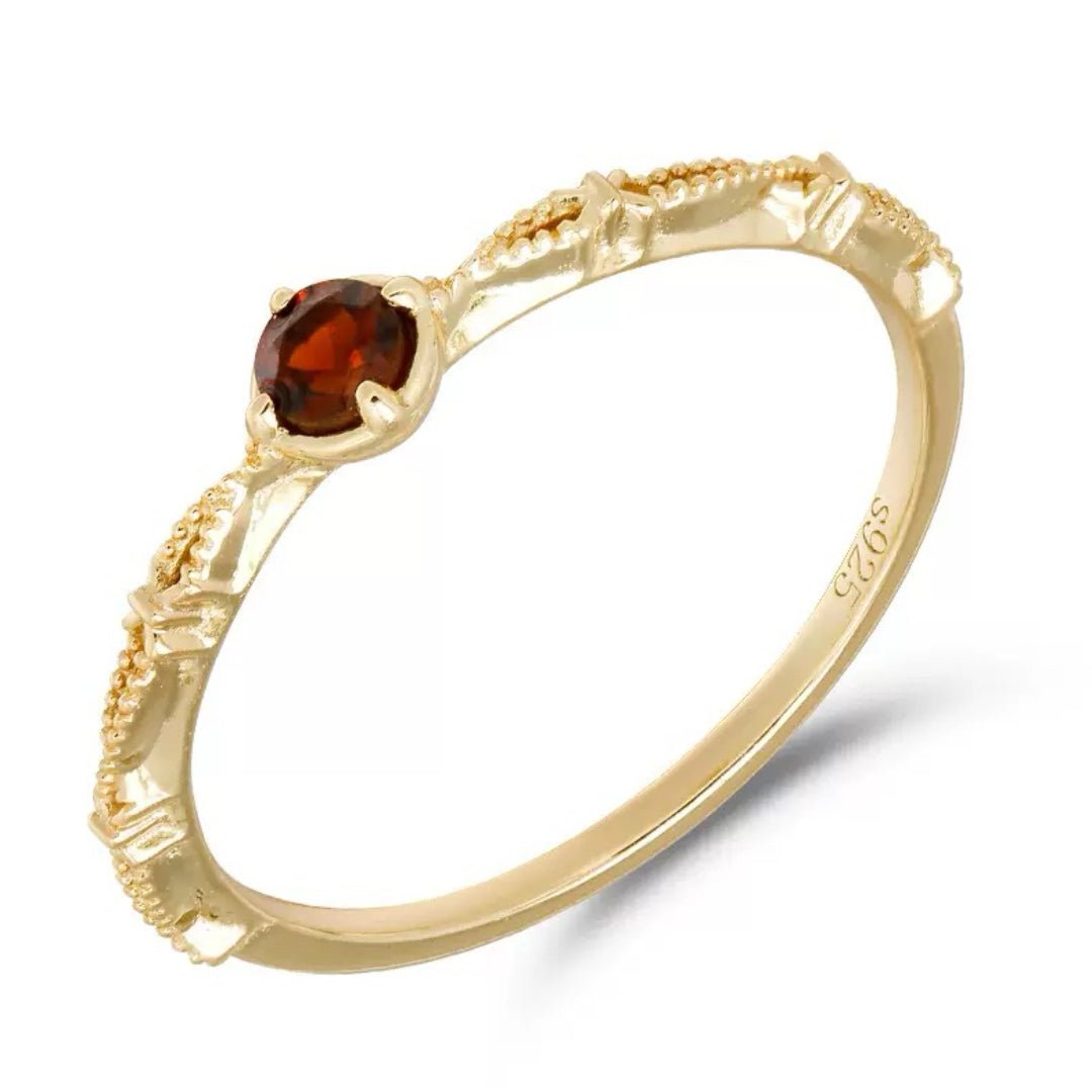 Bague Grenat Rouge Argent Plaqué Or – Énergie et Élégance - Biloria