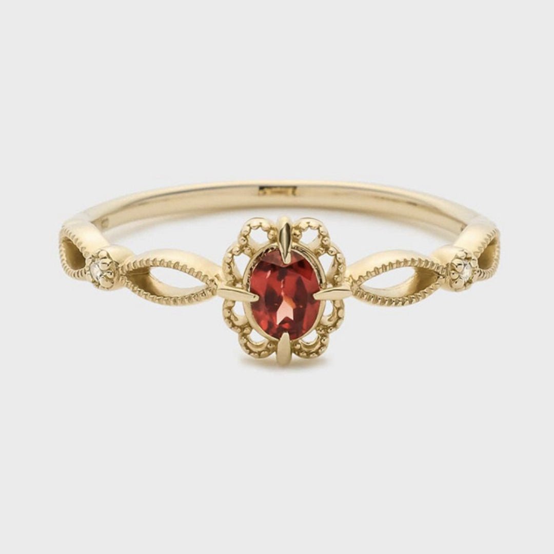 Bague Grenat Rouge – Bijou Argent Plaqué Or pour Femme - Biloria