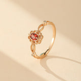 Bague Grenat Rouge – Bijou Argent Plaqué Or pour Femme - Biloria