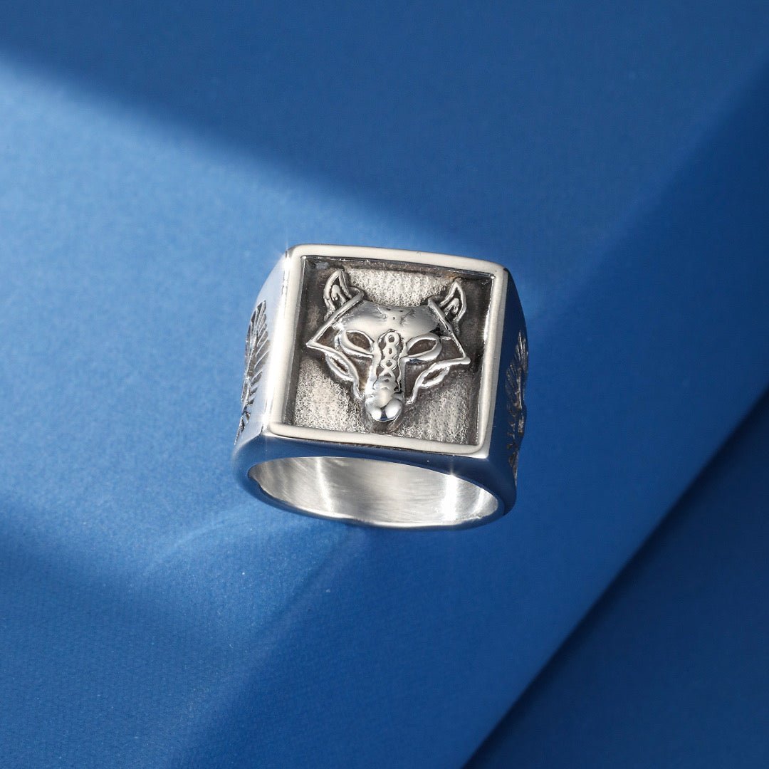 Bague Homme Acier Loup : Cadeau Symbolique Force et Loyauté - Biloria