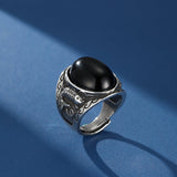 Bague Homme Obsidienne Carpe Koï Force Aquatique - Biloria