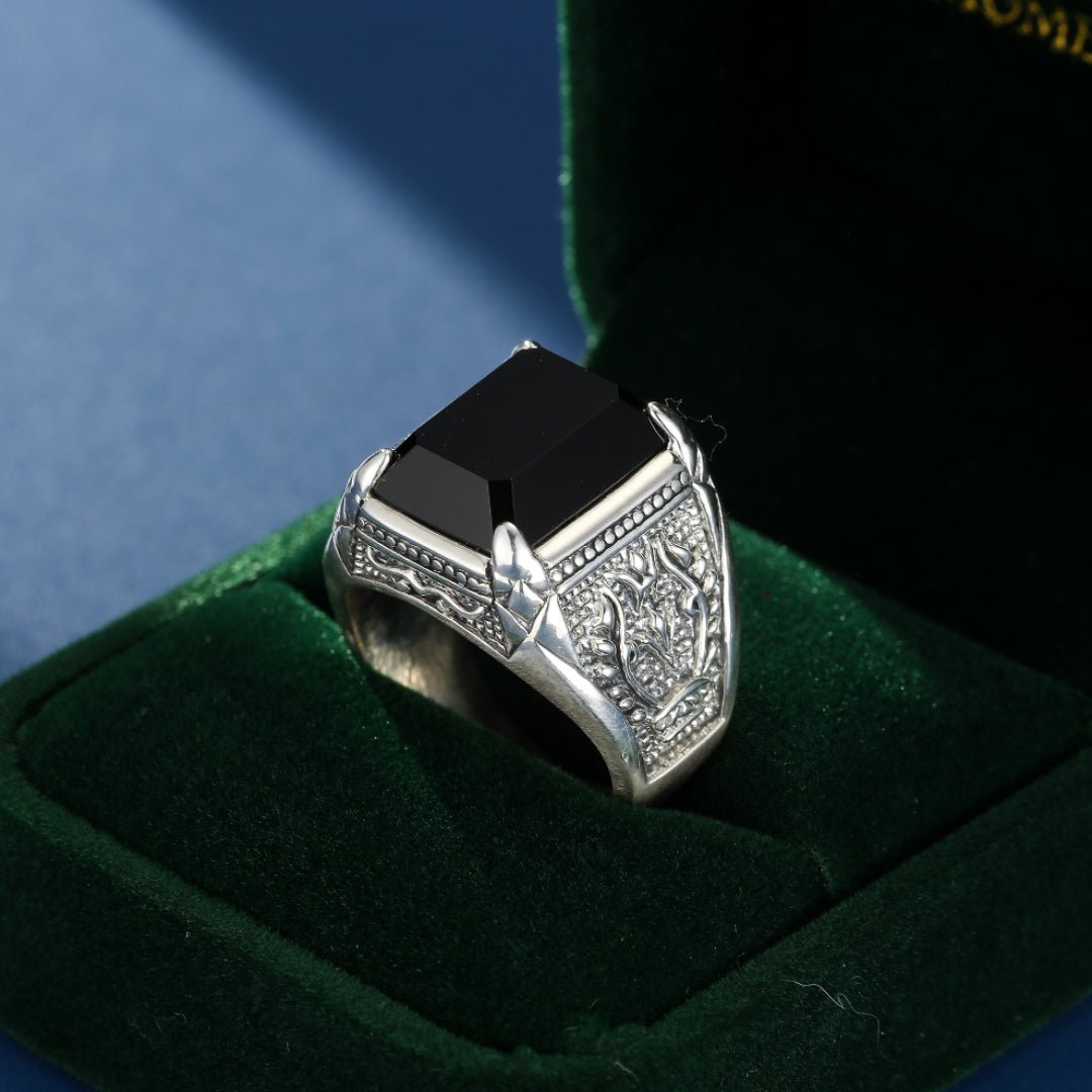 Bague Homme Obsidienne Sceau Royal Argent 925 - Biloria