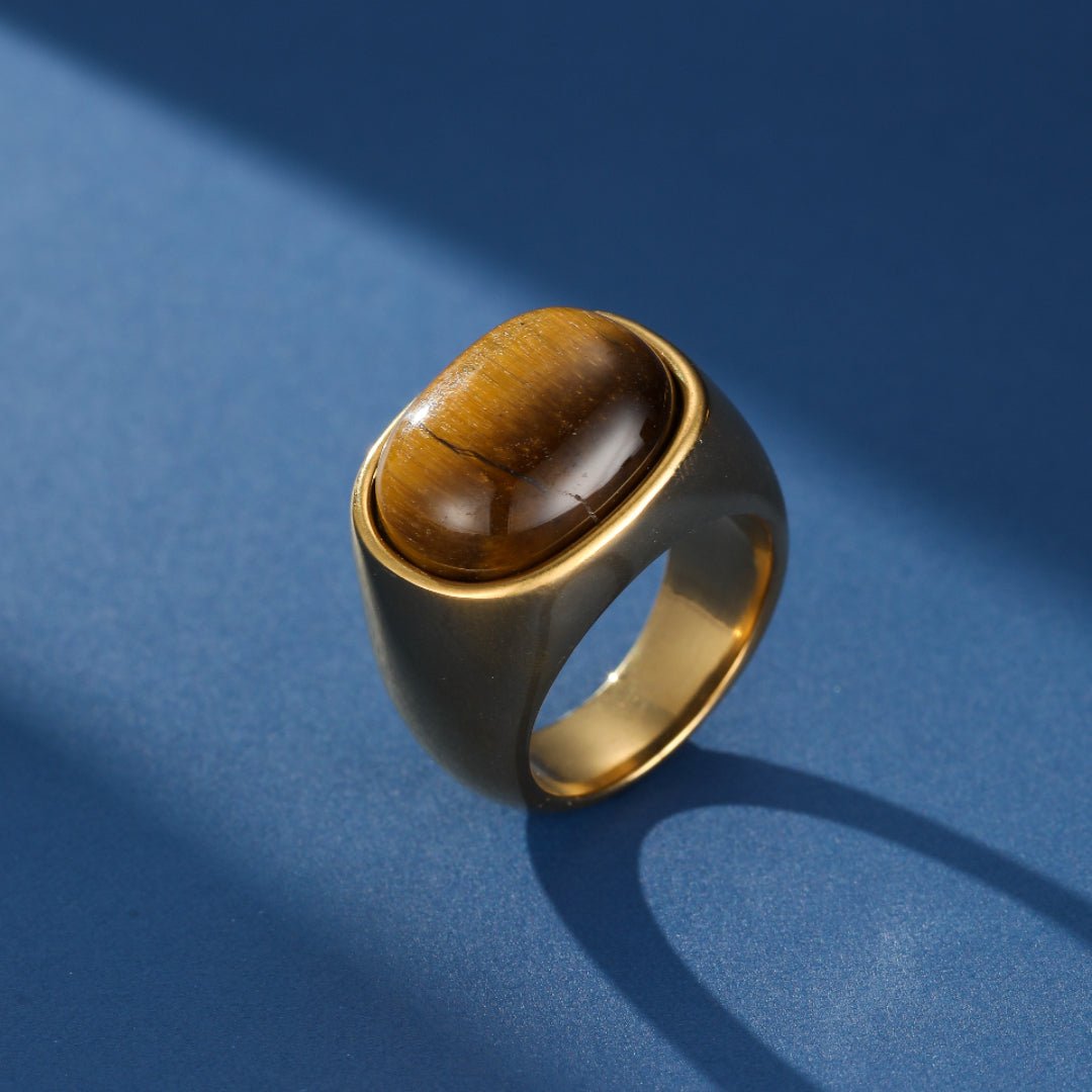 Bague Homme Œil de Tigre Acier Inoxydable - Biloria