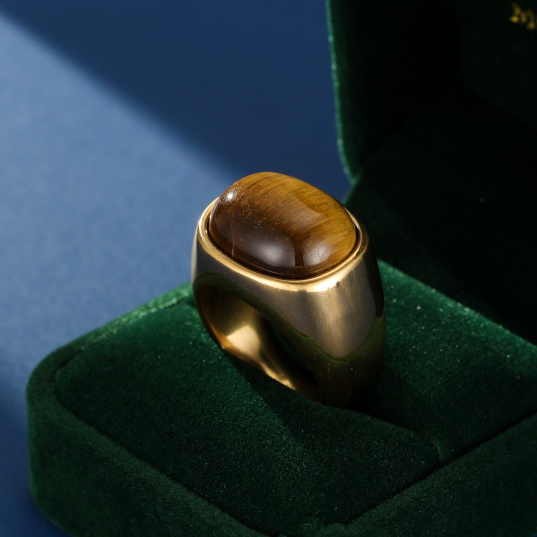 Bague Homme Œil de Tigre Acier Inoxydable - Biloria