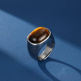 Bague Homme Œil de Tigre Acier Inoxydable - Biloria