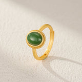 Bague Jade Ajustable Argent Plaqué Or | Symbolisme Renouveau - Biloria