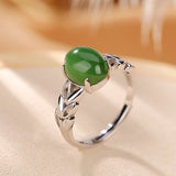 Bague Jade avec Pierre Naturelle en Argent Plaqué Or - Biloria