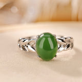 Bague Jade avec Pierre Naturelle en Argent Plaqué Or - Biloria