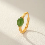 Bague Jade Bambou Argent Plaqué Or – Harmonie et Sérénité - Biloria