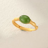 Bague Jade Bambou Argent Plaqué Or – Harmonie et Sérénité - Biloria