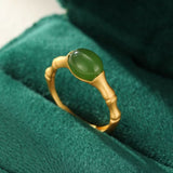 Bague Jade Bambou Argent Plaqué Or – Harmonie et Sérénité - Biloria