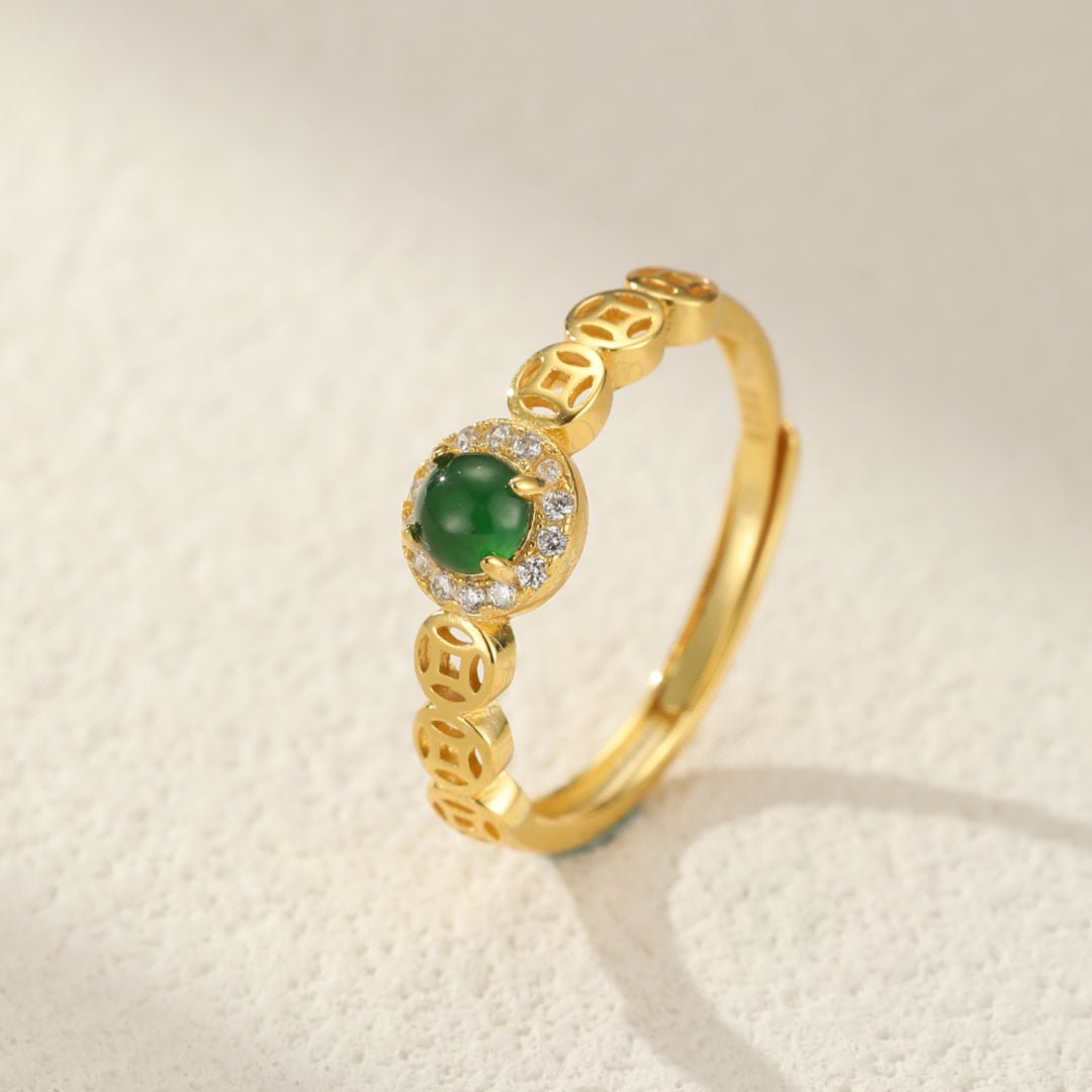 Bague Jade Harmonie Céleste Argent Plaqué Or – Bijou Lithothérapie - Biloria