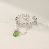 Bague Jade Nuage du Bonheur Argent Plaqué Or Ajustable - Biloria