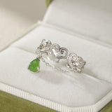 Bague Jade Nuage du Bonheur Argent Plaqué Or Ajustable - Biloria