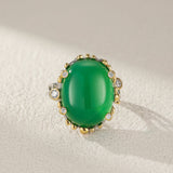 Bague Jade Ovale Argent 925 Ajustable Harmonie - Biloria