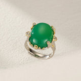 Bague Jade Ovale Argent 925 Ajustable Harmonie - Biloria