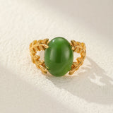 Bague Jade Reine de Jade Argent Plaqué Or Féminin - Biloria