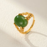 Bague Jade Reine de Jade Argent Plaqué Or Féminin - Biloria