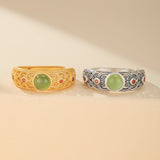 Bague Jade Véritable Argent Plaqué Or | Bijou Harmonie et Protection - Biloria