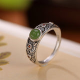 Bague Jade Véritable Argent Plaqué Or | Bijou Harmonie et Protection - Biloria