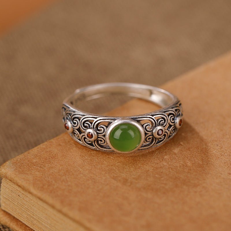 Bague Jade Véritable Argent Plaqué Or | Bijou Harmonie et Protection - Biloria