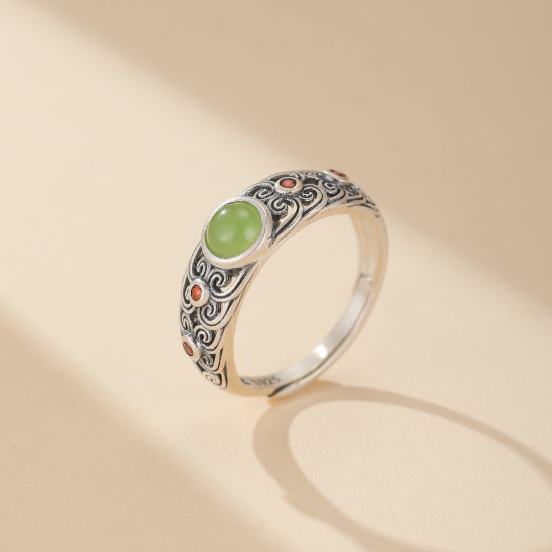 Bague Jade Véritable Argent Plaqué Or | Bijou Harmonie et Protection - Biloria