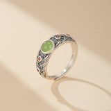 Bague Jade Véritable Argent Plaqué Or | Bijou Harmonie et Protection - Biloria