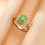 Bague Jade Vert Argent 925 Ajustable - Pierre Naturelle - Biloria