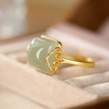 Bague Jade Vert Essence d'Abondance Plaqué Or - Biloria