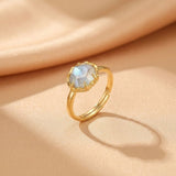 Bague Labradorite Ajustable Argent Plaqué Or - Bijou Protecteur - Biloria